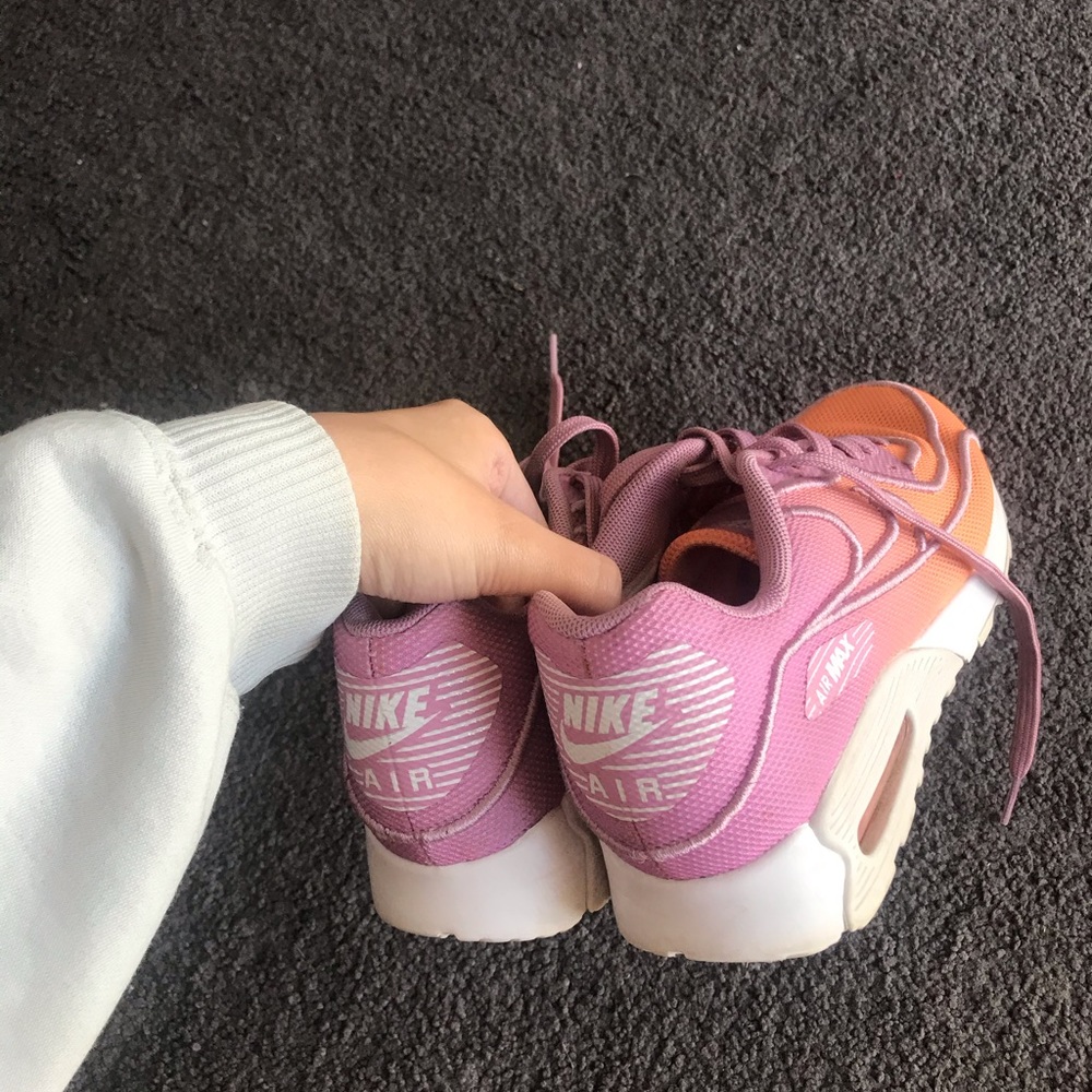 purple and orange nike air maxes